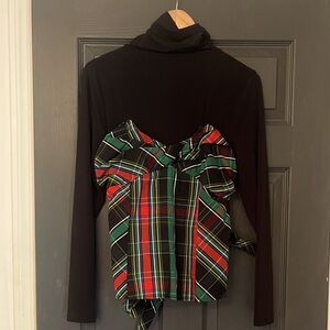 New York & Company Black and Red Plaid Women's Blouse
